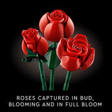 LEGO Botanicals Bouquet of Roses Artificial Flowers - Fake Red Roses Building Set for Adults, Ages 18+ - DIY Kit for Home Decoration - Floral Birthday Gift Idea - 10328