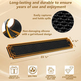 24" X 4" Premium Cocktail Bar Mat Bumper - Rail Service Mat with Gold Border - Durable Stylish Spill Mat for Kitchen, Home, and Mobile Bars, Mixologists, and Cocktail Enthusiasts