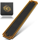 24" X 4" Premium Cocktail Bar Mat Bumper - Rail Service Mat with Gold Border - Durable Stylish Spill Mat for Kitchen, Home, and Mobile Bars, Mixologists, and Cocktail Enthusiasts