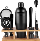 11Pcs-Cocktail Shaker Set Black Bartending Kit 25Oz Cocktail Bar Set Cocktail Mix Drink Making Kit Professional Bar and Home Drink Bar Tools for Bartender(Matte Black)