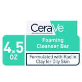 Cerave Foaming Cleanser Bar, Soap-Free Body and Face Cleanser Bar for Oily Skin, Fragrance Free, 4.5 Ounce
