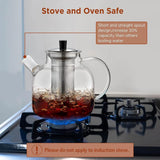 1500Ml(50Oz) Glass Teapot with Removable Infuser, Ehugos Stovetop Safe Large Tea Pot, Blooming and Loose Leaf Hand Crafted Kettle for Women and Adult with Stainless Infuser