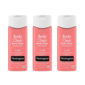 Neutrogena Body Clear Acne Treatment Body Wash with Salicylic Acid Acne Medicine, Pink Grapefruit Body Acne Cleanser to Prevent Breakouts on Back, Chest & Shoulders, 8.5 Fl. Oz, 3 Pack