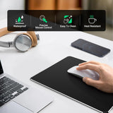 HONKID Hard Metal Mouse Pad for Desk, Aluminum Solid Mouse Pad for Magic Mouse and Macbook Pro/Air with Stable Rubber Base, Firm Mousepad for Travel and Home Office (Black)