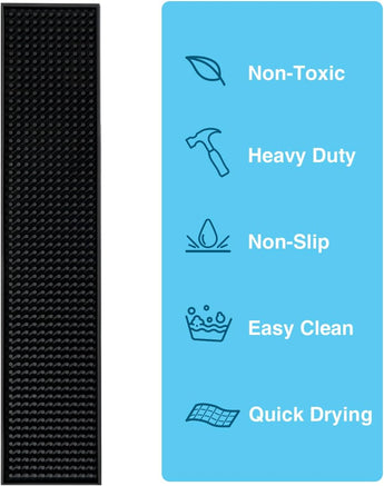 17.5X3.5 Inches Long PVC Bar Rail Mat Non-Slip Serving Spill Mat (Pack of 2)