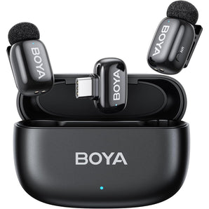 BOYA Mini Wireless Lavalier Microphone for Android/Tablets/Pc with USB C Plug,Noise Reduction,30H Battery Life with Charging Case,Ai Voice Changer,Lapel Microphone Wireless for Video Recording Podcast