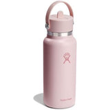 Hydro Flask Water Bottle - Insulated Stainless Steel - Wide Mouth Flex Straw Lid, Non Spill, Leakproof and Refillable in 32 Oz Trillium Pink