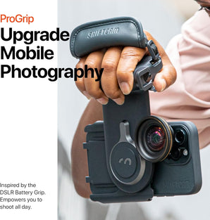 Shiftcam Progrip Starter Kit - DSLR Style Mobile Battery Grip - Wireless Shutter Button - Built in Powerbank - Qi Wireless Charging - Freestanding Dock - Tripod Mount - Android and Iphone Camera Grip