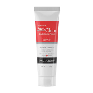 Neutrogena Rapid Clear Stubborn Acne Spot Treatment Gel with Maximum Strength 10% Benzoyl Peroxide Acne Treatment Medication, Pimple Cream for Acne Prone Skin Care, 1 Oz