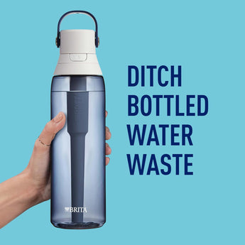 Brita Hard-Sided Plastic Premium Filtering Water Bottle, Bpa-Free, Reusable, Replaces 300 Plastic Water Bottles, Filter Lasts 2 Months or 40 Gallons, Includes 1 Filter, Night Sky - 26 Oz.