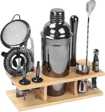 11Pcs-Cocktail Shaker Set Black Bartending Kit 25Oz Cocktail Bar Set Cocktail Mix Drink Making Kit Professional Bar and Home Drink Bar Tools for Bartender(Matte Black)