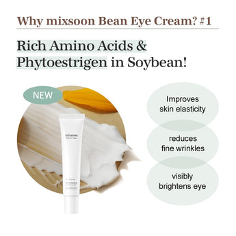 Mixsoon Bean Eye Cream Moisturizer with Mild Soothing Beans Korean Skin Care 0.67 Fl. Oz. / 20Ml