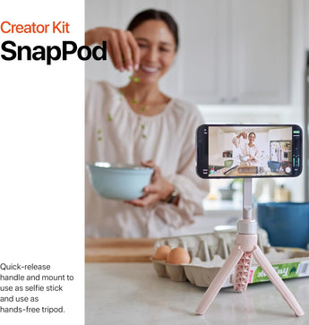 Shiftcam Snapgrip Creator Kit - Includes Snapgrip, Snaplight, Snappod and Carry Pouch - Magnetic Mount Snaps on to Any Phone | Midnight