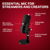 Hyperx Solocast – USB Condenser Gaming Microphone, for PC, PS4, PS5 and Mac, Tap-To-Mute Sensor, Cardioid Polar Pattern, Great for Streaming, Podcasts, Twitch, Youtube, Discord,Black