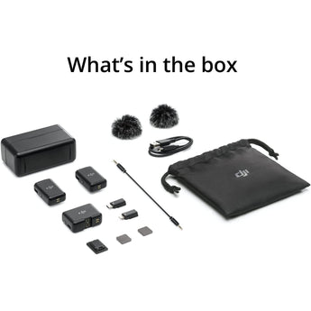 DJI Mic (2 TX + 1 RX + Charging Case), Wireless Lavalier Microphone, 250M (820 Ft.) Range, 15-Hour Battery, Noise Cancellation Wireless Microphone for PC, Iphone, Record Interview, Youtube, Black