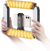 ULANZI Smartphone Video Rig with Light, U-Rig Light Cell Phone Handheld Stabilizer with Ring Light 2500K-9000K CRI 90+ for Filmmaking Live Steam Youtube Video Recording, with 5000Mah Build-In Battery