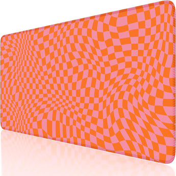 Icasso Checkered Desk Mat, Cute XXL Large Mouse Pad for Desk, Anti-Slip Big Mousepad with Stitched Edges, Keyboard Mat for Computer Desktop (Retro Checkered)
