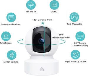 Kasa 2K QHD Security Camera Pan/Tilt, Starlight Sensor for Color Night Vision, Motion Detection for Baby & Pet Monitor, 2-Way Audio, Cloud & SD Card Storage, Works with Alexa & Google Home (KC410S)