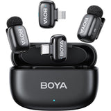 BOYA Mini Wireless Lavalier Microphone for Android/Tablets/Pc with USB C Plug,Noise Reduction,30H Battery Life with Charging Case,Ai Voice Changer,Lapel Microphone Wireless for Video Recording Podcast