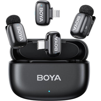 BOYA Mini Wireless Lavalier Microphone for Android/Tablets/Pc with USB C Plug,Noise Reduction,30H Battery Life with Charging Case,Ai Voice Changer,Lapel Microphone Wireless for Video Recording Podcast