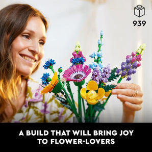 LEGO Botanicals Artificial Wildflower Bouquet - Fake Indoor Flower Building Set for Home, Kitchen, Desk Decoration, Adults Ages 18+ - Birthday Gift Idea - 10313