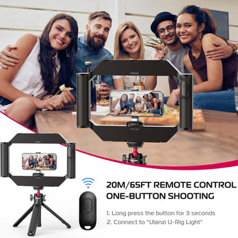 ULANZI Smartphone Video Rig with Light, U-Rig Light Cell Phone Handheld Stabilizer with Ring Light 2500K-9000K CRI 90+ for Filmmaking Live Steam Youtube Video Recording, with 5000Mah Build-In Battery