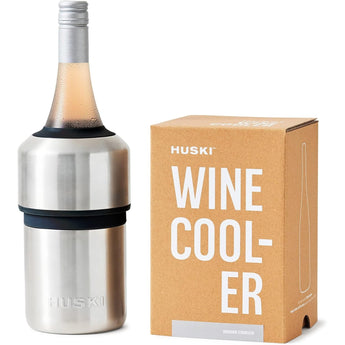Huski Wine Chiller | Award Winning Iceless Design | Keeps Wine Cold up to 6 Hours | Wine Accessory | Next Generation Ice Bucket | Fits Some Champagne Bottles | Perfect Gift for Wine Lovers (Stainless)