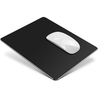 HONKID Hard Metal Mouse Pad for Desk, Aluminum Solid Mouse Pad for Magic Mouse and Macbook Pro/Air with Stable Rubber Base, Firm Mousepad for Travel and Home Office (Black)