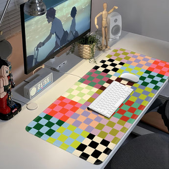 Icasso Checkered Desk Mat, Cute XXL Large Mouse Pad for Desk, Anti-Slip Big Mousepad with Stitched Edges, Keyboard Mat for Computer Desktop (Retro Checkered)