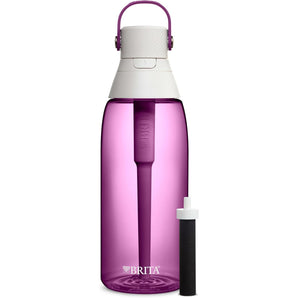 Brita Hard-Sided Plastic Premium Filtering Water Bottle, Bpa-Free, Reusable, Replaces 300 Plastic Water Bottles, Filter Lasts 2 Months or 40 Gallons, Includes 1 Filter, Orchid - 36 Oz.