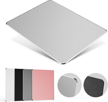 HONKID Hard Metal Mouse Pad for Desk, Aluminum Solid Mouse Pad for Magic Mouse and Macbook Pro/Air with Stable Rubber Base, Firm Mousepad for Travel and Home Office (Black)