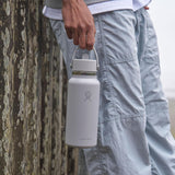 Hydro Flask Water Bottle - Insulated Stainless Steel - Wide Mouth Flex Straw Lid, Non Spill, Leakproof and Refillable in 32 Oz Trillium Pink