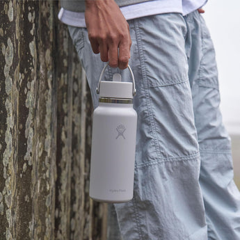 Hydro Flask Water Bottle - Insulated Stainless Steel - Wide Mouth Flex Straw Lid, Non Spill, Leakproof and Refillable in 32 Oz Trillium Pink
