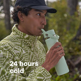 Hydro Flask Water Bottle - Insulated Stainless Steel - Wide Mouth Flex Straw Lid, Non Spill, Leakproof and Refillable in 32 Oz Trillium Pink