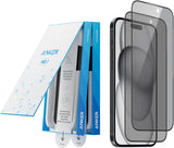 Anker Screen Protector for Iphone 15 Pro, Bubble-And-Dust-Free Iphone HD Tempered Glass, Durable and Drop-Proof with 9H Hardness, Easy Installation Exclusively for Iphone 15 Pro (2-Pack)