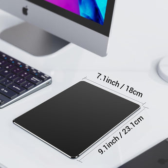 HONKID Hard Metal Mouse Pad for Desk, Aluminum Solid Mouse Pad for Magic Mouse and Macbook Pro/Air with Stable Rubber Base, Firm Mousepad for Travel and Home Office (Black)