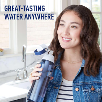 Brita Hard-Sided Plastic Premium Filtering Water Bottle, Bpa-Free, Reusable, Replaces 300 Plastic Water Bottles, Filter Lasts 2 Months or 40 Gallons, Includes 1 Filter, Night Sky - 26 Oz.