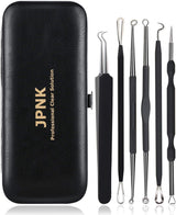 JPNK Blackhead Remover Tool Comedones Extractor Acne Removal Kit for Blemish, Whitehead Popping, 6 Pcs Zit Removing for Nose Face Tools with a Leather Bag