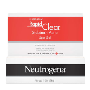 Neutrogena Rapid Clear Stubborn Acne Spot Treatment Gel with Maximum Strength 10% Benzoyl Peroxide Acne Treatment Medication, Pimple Cream for Acne Prone Skin Care, 1 Oz