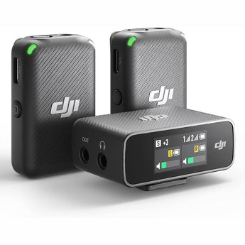 DJI Mic (2 TX + 1 RX + Charging Case), Wireless Lavalier Microphone, 250M (820 Ft.) Range, 15-Hour Battery, Noise Cancellation Wireless Microphone for PC, Iphone, Record Interview, Youtube, Black