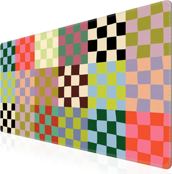 Icasso Checkered Desk Mat, Cute XXL Large Mouse Pad for Desk, Anti-Slip Big Mousepad with Stitched Edges, Keyboard Mat for Computer Desktop (Retro Checkered)