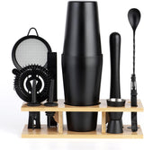 11Pcs-Cocktail Shaker Set Black Bartending Kit 25Oz Cocktail Bar Set Cocktail Mix Drink Making Kit Professional Bar and Home Drink Bar Tools for Bartender(Matte Black)