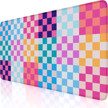 Icasso Checkered Desk Mat, Cute XXL Large Mouse Pad for Desk, Anti-Slip Big Mousepad with Stitched Edges, Keyboard Mat for Computer Desktop (Retro Checkered)