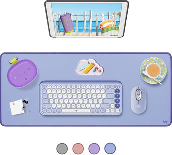 Logitech Desk Mat - Studio Series, Multifunctional Large Desk Pad, Extended Mouse Mat, Office Desk Protector with Anti-Slip Base, Spill-Resistant Durable Design, in Mid-Grey