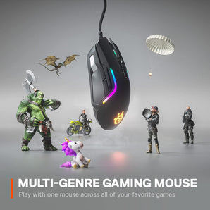 Steelseries Rival 5 Gaming Mouse with Prismsync RGB Lighting and 9 Programmable Buttons – FPS, MOBA, MMO, Battle Royale – 18,000 CPI Truemove Air Optical Sensor - Black