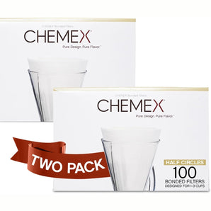 Chemex Bonded Filter - Half Moon - 100 Ct - 2 Pack - Exclusive Packaging